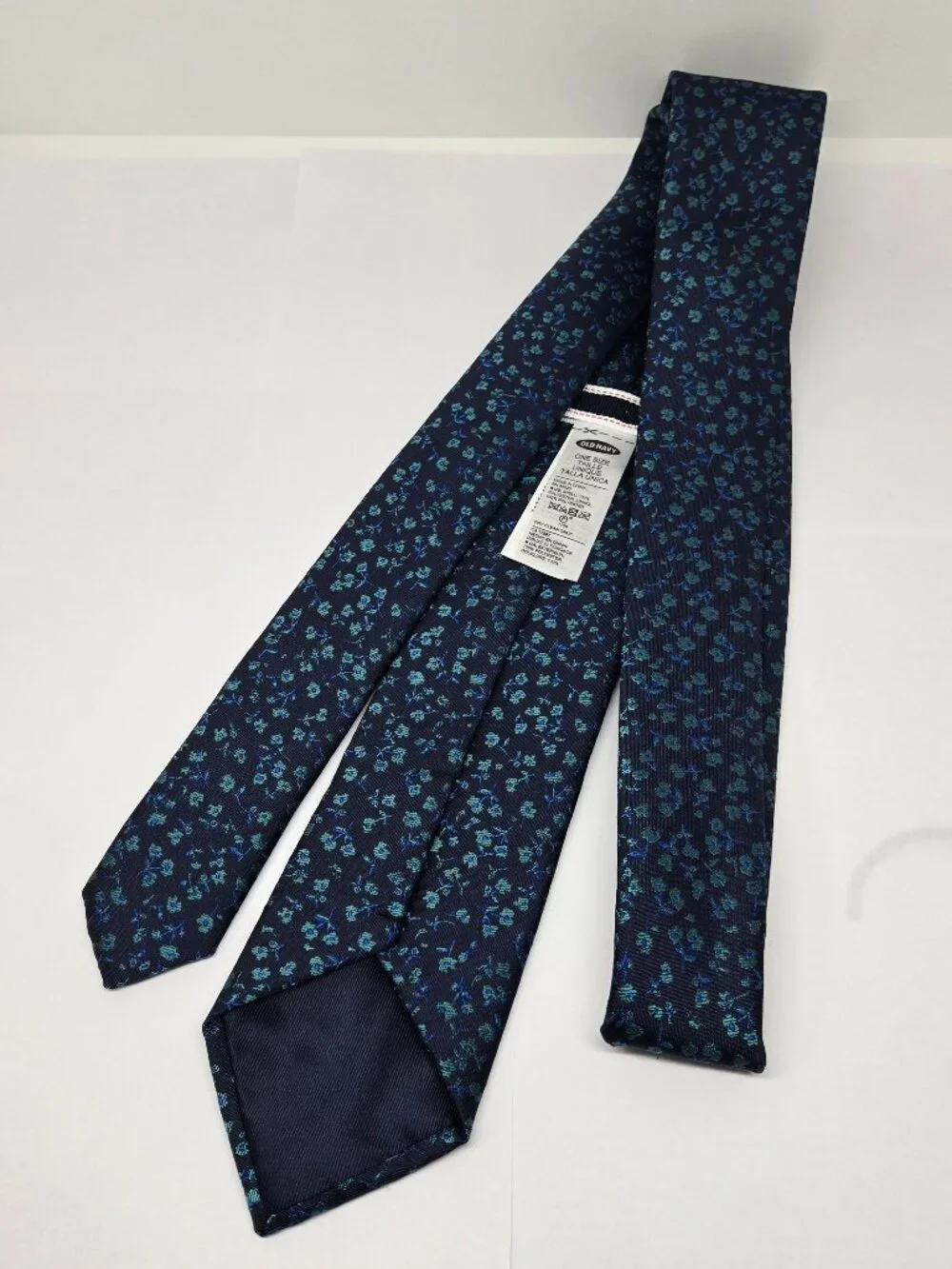 Old Navy 100% Polyester, Blue and Green Floral, Mens Tie